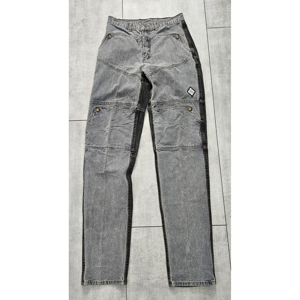 Vintage AJ's Jeanswear Two Tone Acid Wash Denim Jeans Grey Black Size 30/9 28x36